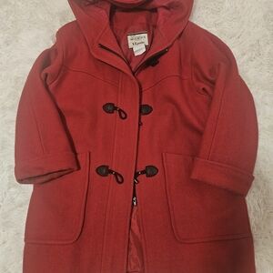 Vintagr Red Hooded Toggle Coat
